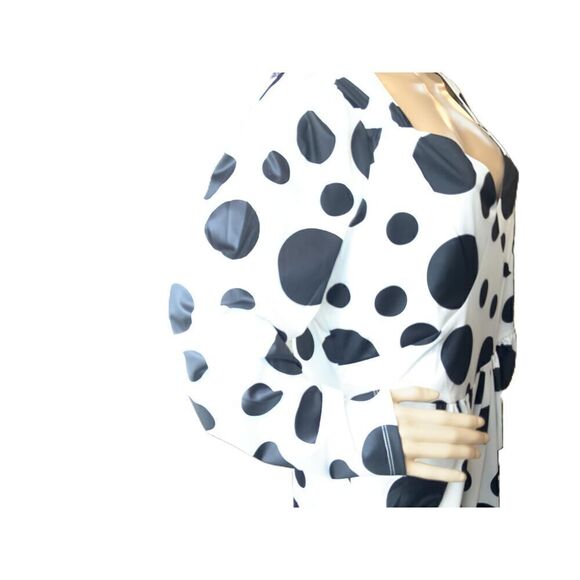 Buxom Curvy White With Black Polka Dot Pattern Long Sleeves Midi Dress Size 1X - Picture 5 of 16